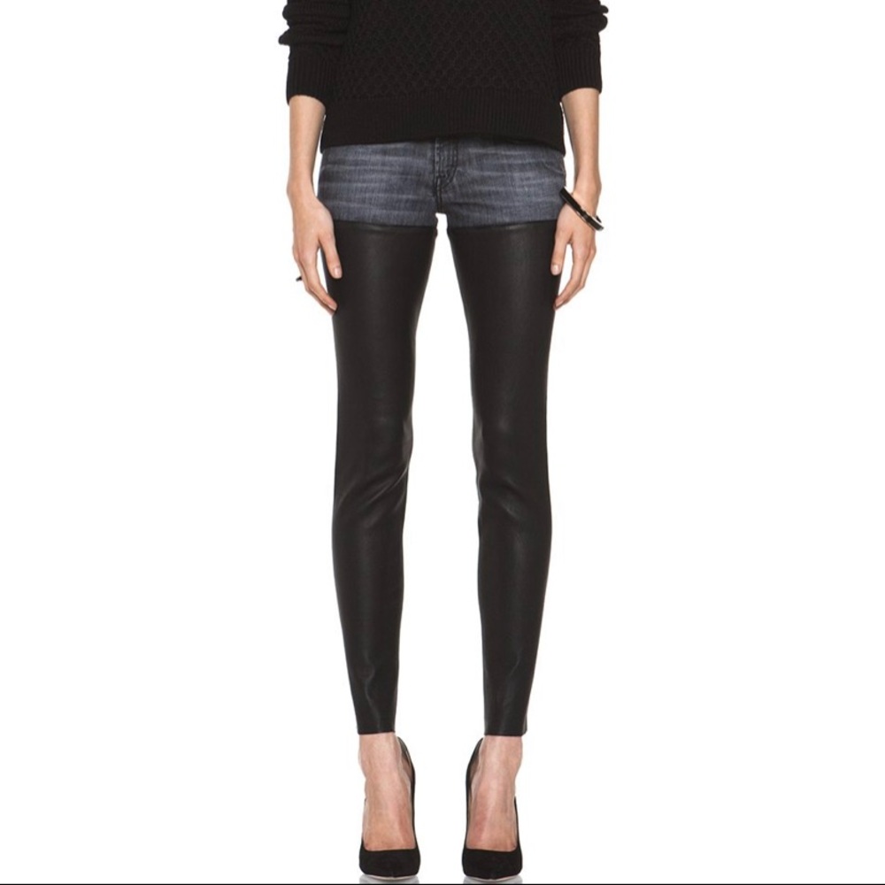 R13 leather chap style jeans